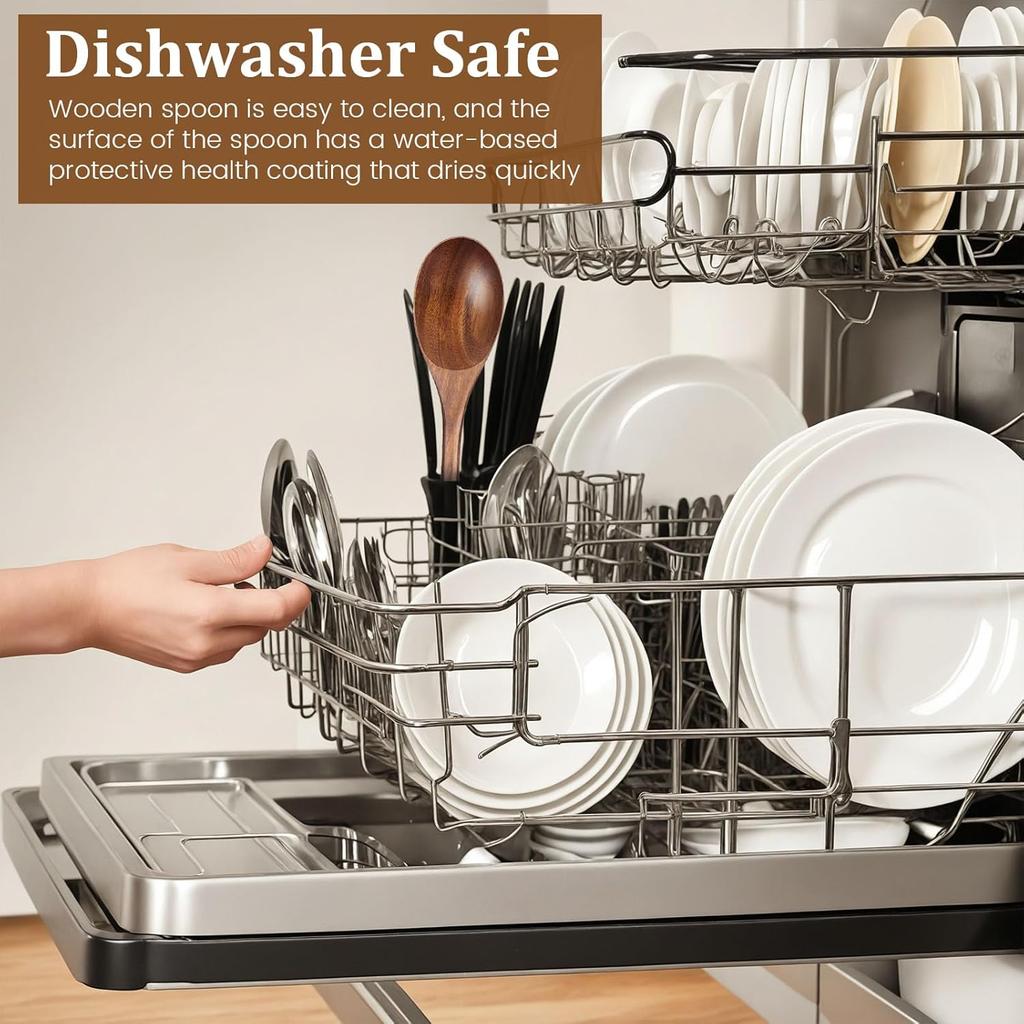 2pcs Wooden Spoon Healthy Tableware Kitchen Cooking Wooden Cooking Spoons Utensil Tools Soup Teaspoon Catering