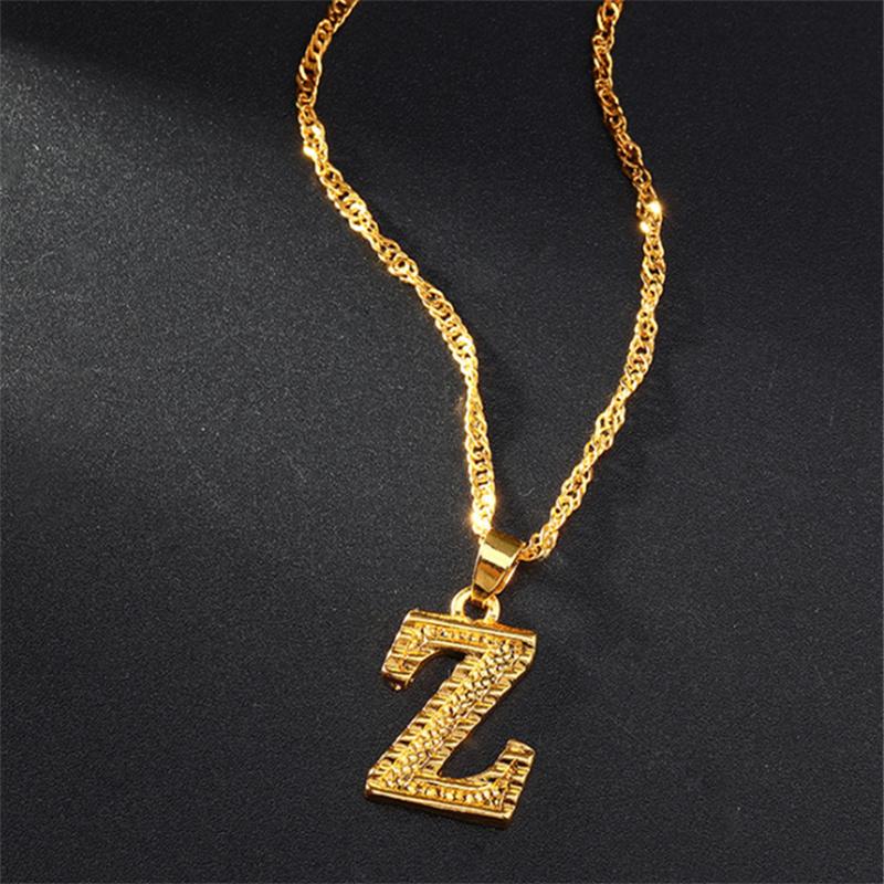 26 Alphabet Gold Plated Pendant Necklace Accessories Initial Necklace For Women Dainty Gold Letter A-Z Pendant