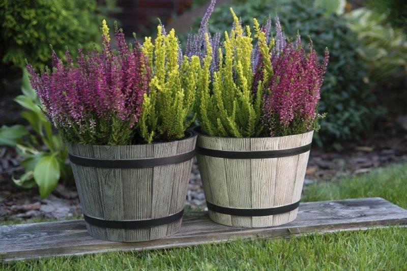 Round flowerpot, light gray wood imitation, 40 cm Madera