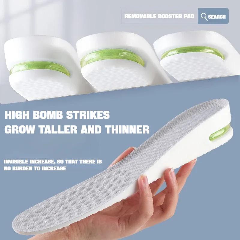 Height Increasing Sports Shoe Insoles Elastic Shock Absorbing Soft Breathable Orthotic Inserts for Men Women with Air Cushion