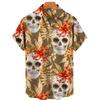 Fashionable Men's Short Sleeve 3D Skull Print Hawaiian Shirt Summer Casual Top Beach