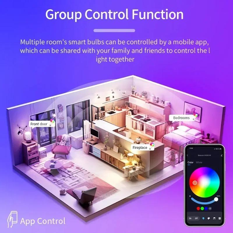 Bluetooth Smart LED Bulb 220V/110V 10W/9W Tuya Lamp Smart Life APP Support RF Remote Group Control Bedroom Home Decor