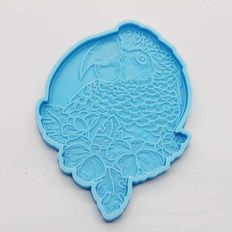 2x Keychain Resin Silicone Molds with for Key Chain Lovely Parrot Shape Mold for Epoxy Jewelry Casting Keychain Coaster