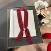 Polka dot floral pearl silk scarf women's Korean high-end sense neck ribbon decorative scarf versatile fashion small square scarf