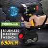 Chave de Impacto Elétrica Sem Fio 388VF 630N.m Recarregável Bateria de Lítio 19800mAh Ferramentas Chaves de Torque Luz LED