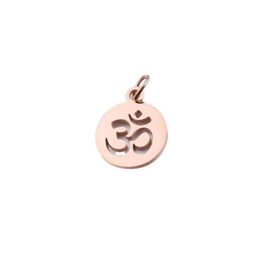 In Stock: 12x17mm Hollow OM Yoga Pendant with 0.8x5mm Hanging Ring - Stainless Steel Jewelry Accessory