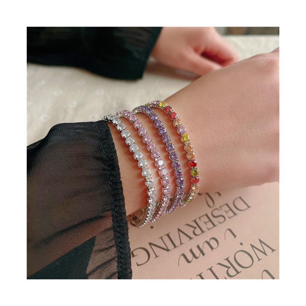 2022 New Fashion Free Shipping Copper Alloy Gold Plated 4MM Cubic Zirconia CZ Diamond Charm Tennis Bracelet for Women