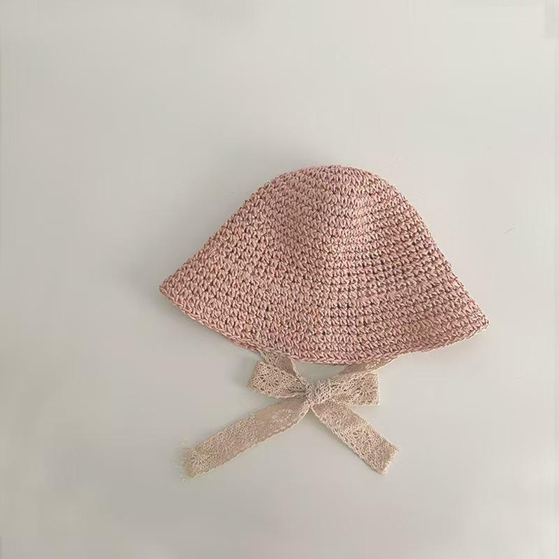 Fashion Lace Baby Hat Summer Straw Bow Baby Girl Cap Beach Children Panama Hat Princess Baby Hats And Caps For Kids 1Pc