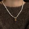 Maillard Baroque Natural Freshwater Pearl Necklace Women's Niche Premium Sense Tiger's Eye Stone Pendant Clavicle Chain New