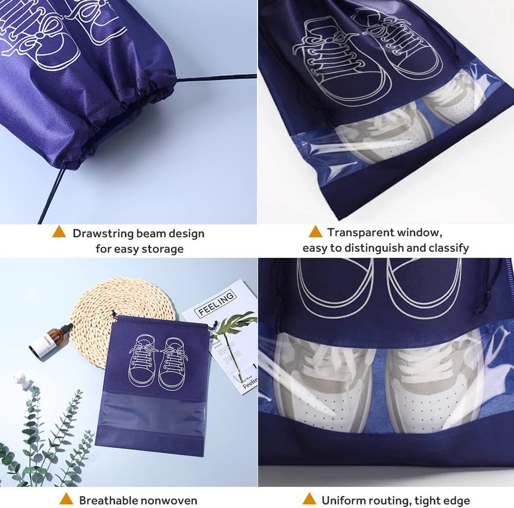 8Pcs Drawstring Shoes Storage Bags Non-woven Travel Bag Waterproof Large Shoes Organizer Pouch Clothing Classified Hanging Bags