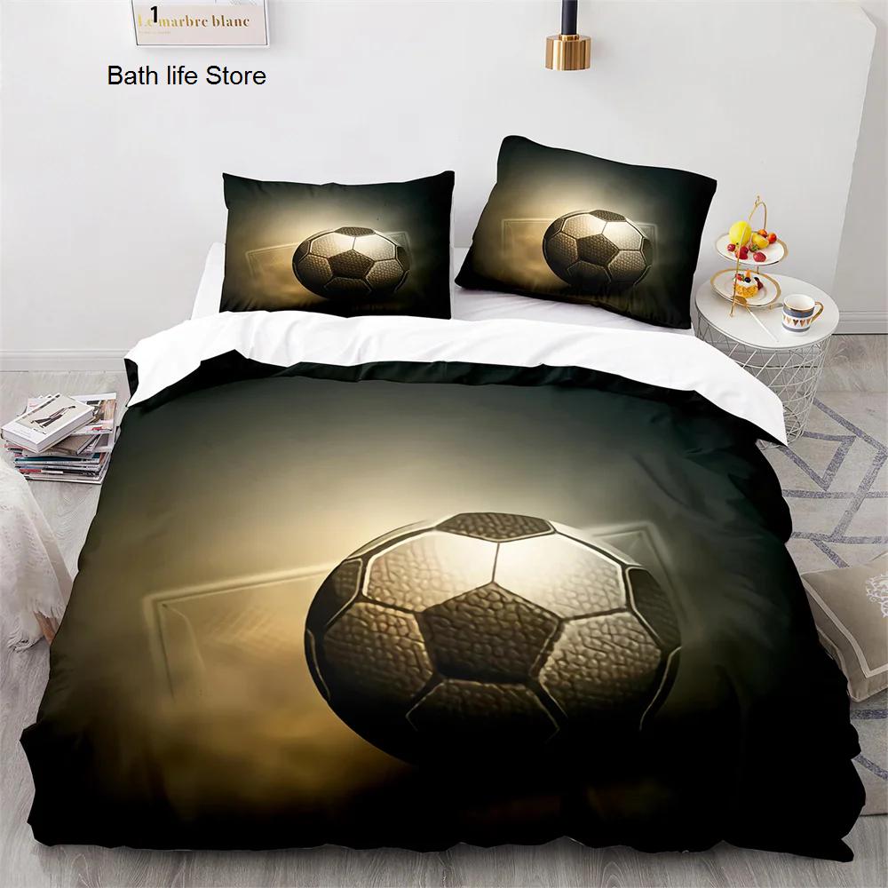 Anime Football Bedding Set Ball Sport Duvet Cover Set Double Queen King Twin Full Size Boys Teens Soccer Duvet Cover 2/3Pcs Gift