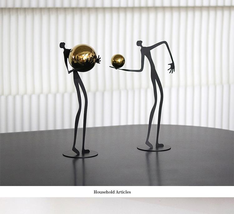 Elegant Ball-Holding Figure Sculpture Decorative Ornament for Room or Hotel