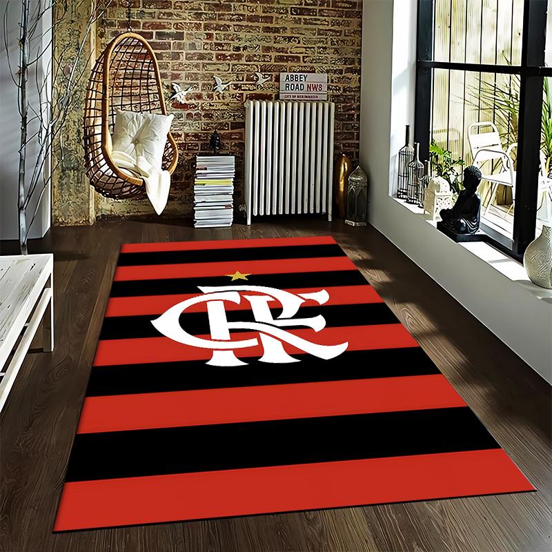 Red and Black Striped Carpet with Star and Unique Letter Design  Suitable for Use As an Anti-slip for Living Room Bedroom Sofas
