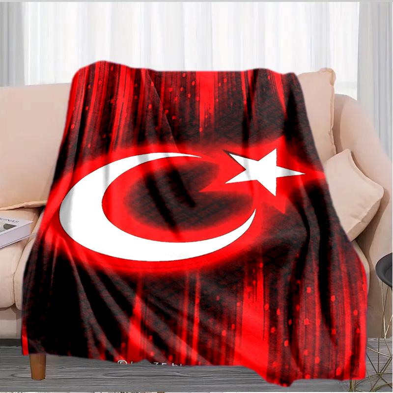 Decke mit türkischem Flaggen-Design, geeignet für Sofas, Betten, Büros und Camping - Perfektes Geschenk für Halloween und Weihnachten
