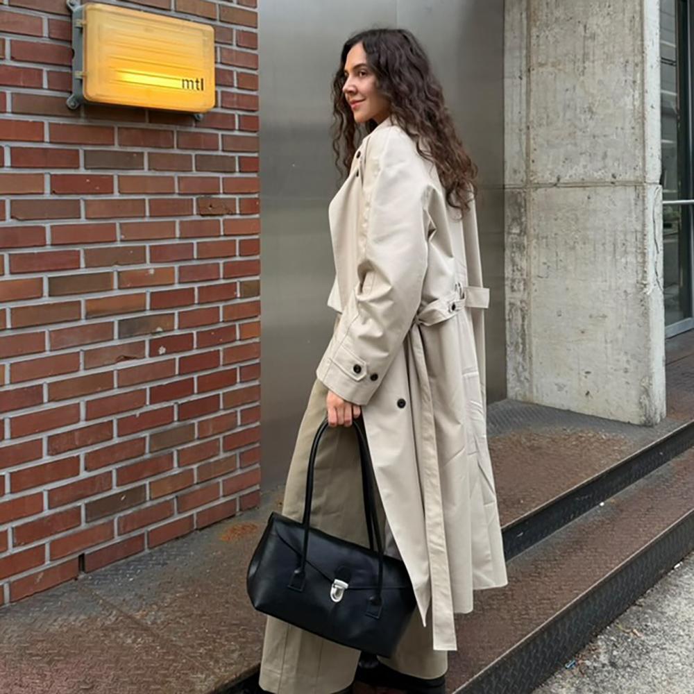 Noische Arc Flap Long Handle Bag _ Black
