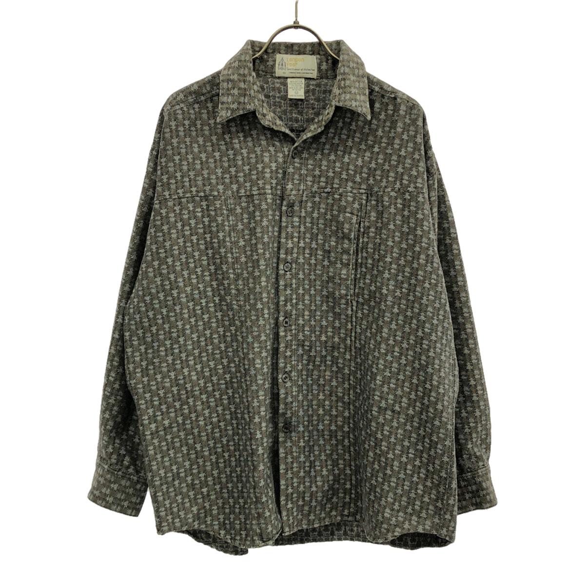 

LONDON FOG 80s vintage Overall handle Long sleeve shirt M Gray x brown Men s Used