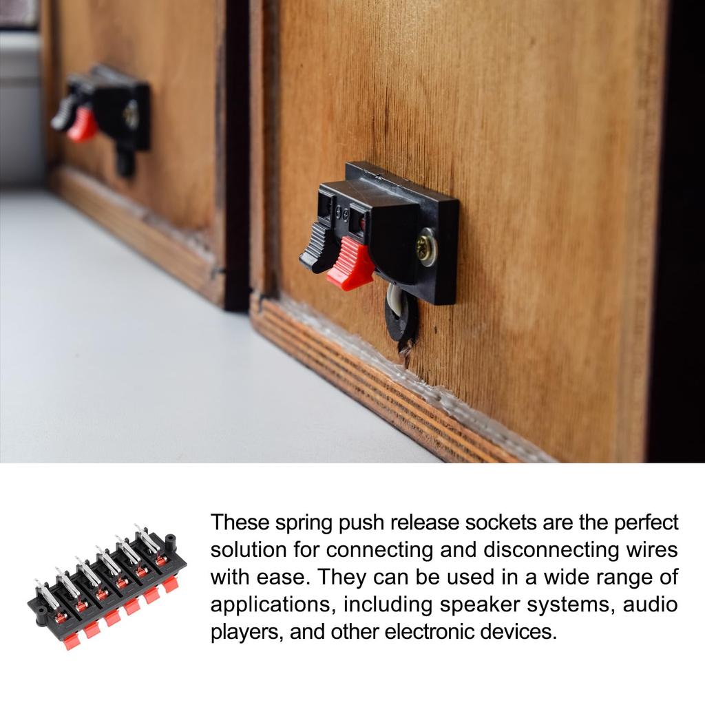 Rebower Spring Push Release Socket Speaker Terminal Connector Speakers Audio mm Red Black 6pcs 12-Position [For & Players] - 2.3 / & /