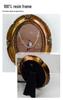 Vintage European Oval Wall Photo Frame: French Living Room or Bedroom Light Luxury Carved Glass Decoration