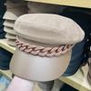 Autumn and winter chain splicing navy hat casual woolen newsboy hat versatile octagonal hat British beret