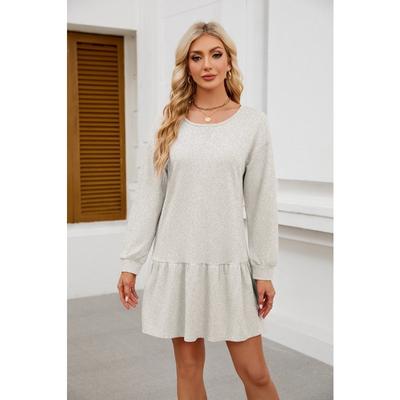 Damen Ausschnitt Überkreuzrundhals Langarm Lässiges Sweatshirtkleid