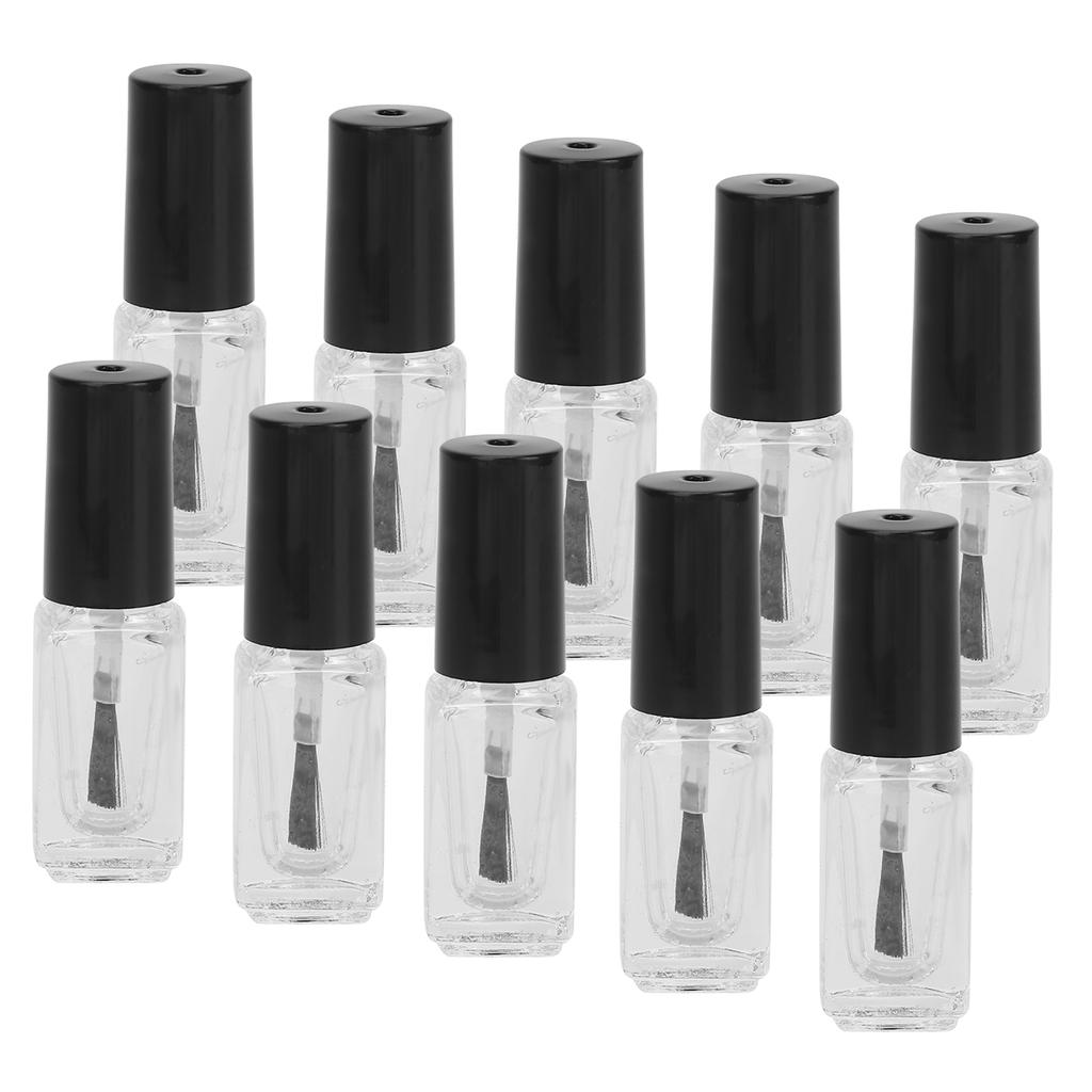 10pcs 5ml Empty Nail Polish Glass Bottles Accessory with Brush Cap Funnel Mixing Balls