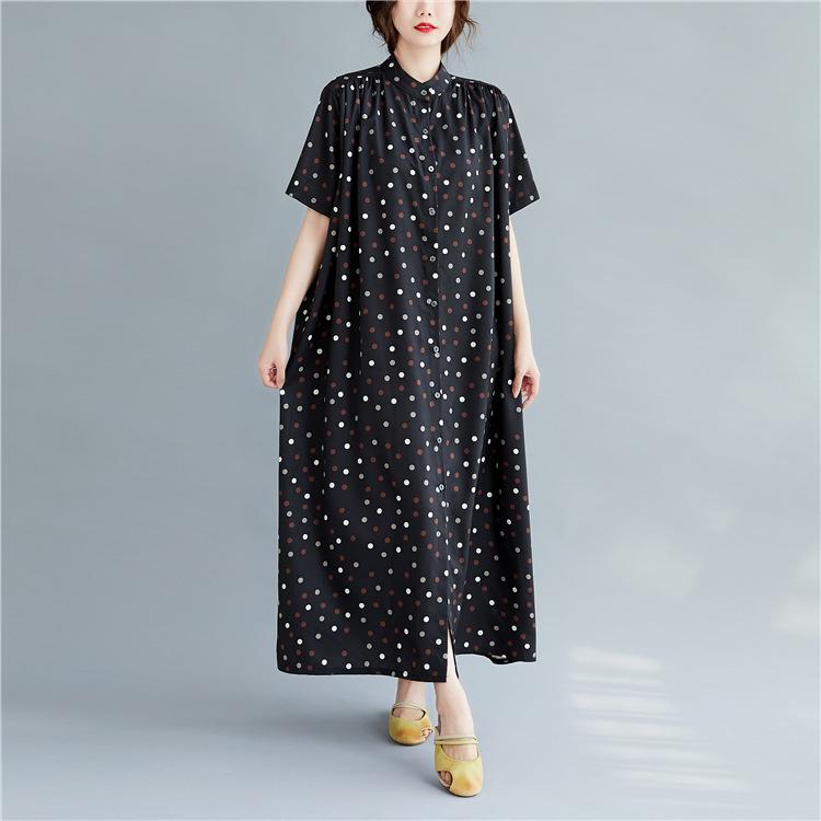 2020 Summer Korean Polka Dot Plus Size Long Shirt Dress