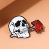 Creative Niche Rose Flowers Brooch Halloween Skull Rose Flower Pins  Badge For Women Men Backpack Accessories Jewelry Gift