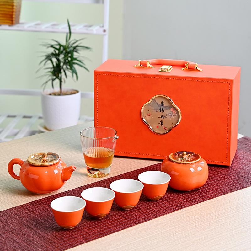 

Persimmon persimmon everything goes well tea set full set ceramic business gift box gift enterprise return gift