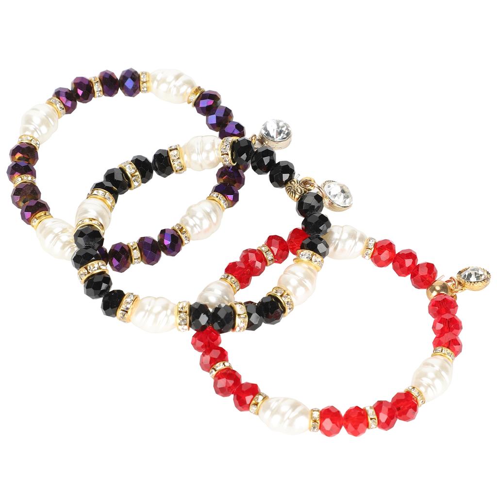 3pcs Elegant Crystal Bracelet Hand Made Stackable Jewelry Gift for Women Girl Friends