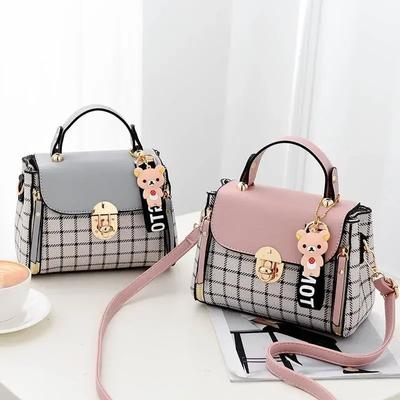 Korean Version Small Square Bag Female New Fashion Trendy Single Shoulder Crossbody Bag Grid Pattern Small Square Bag