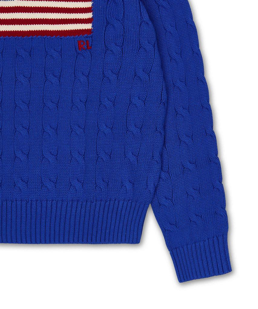 POLO RALPH LAUREN Iconic Cable Knit Flag Sweater - Blue