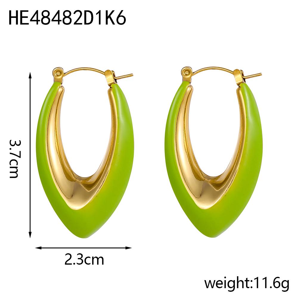 CARLIDANA New Simple and Fashionable U-shaped Stainless Steel Plated 18K Gold Plated Non-fading Oil Drop Earrings for Women