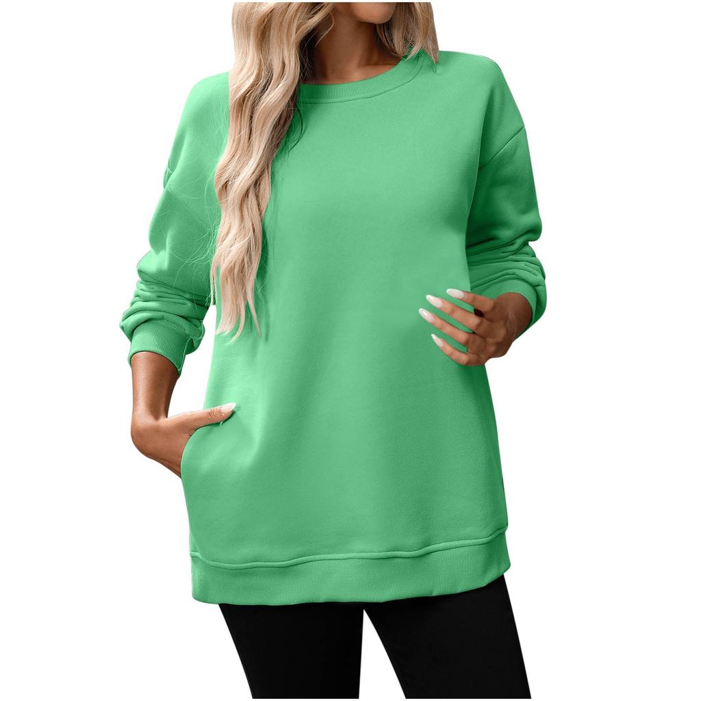 Women Winter Tops Women's Long Sleeve Sweatshirt Casual Crewneck Loose Fit Pollover Fleece Tops