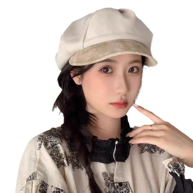 Beret Women'S Autumn Hollow Autumn New Versatile Styling Pleated Design Breathable Face Small Bud Painter Hat