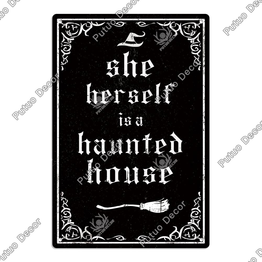 Putuo Decor Happy Halloween Vintage Metal Tin Sign,Wall Art Decor for Home Coffee Shop Cafe Office, 7.8 X 11.8 Inches Gifts