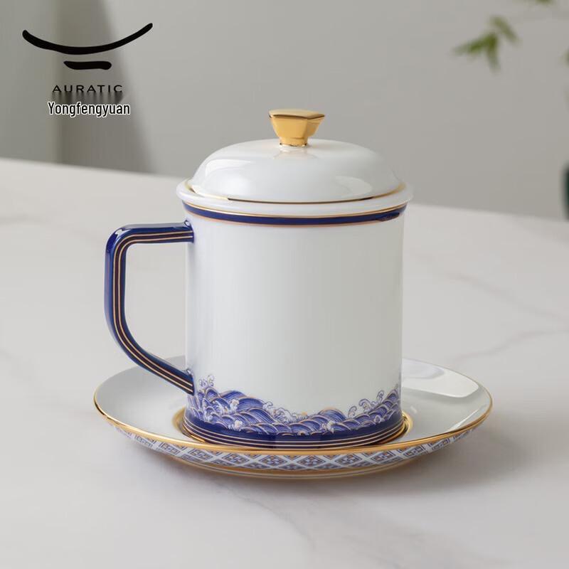 Yongfengyuan Mr. Porcelain 'Peace & Prosperity' Ceramic Lidded Mug Set