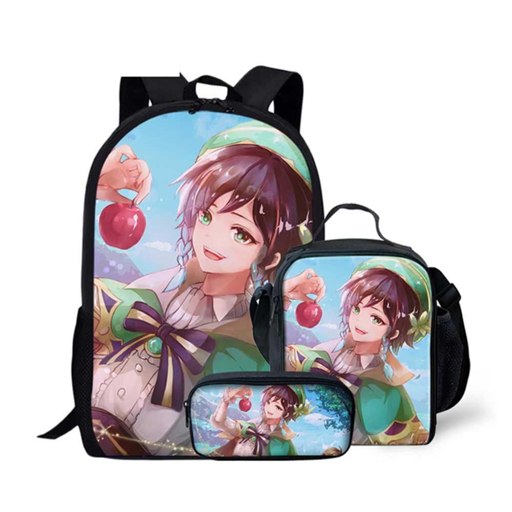 Timeless Unique Harajuku Cool Bugcat Capoo 3D Patterned 3pcs/Set Pupil Schoolbags Daily Laptop Pack Rucksack Lunch Box Pen Case