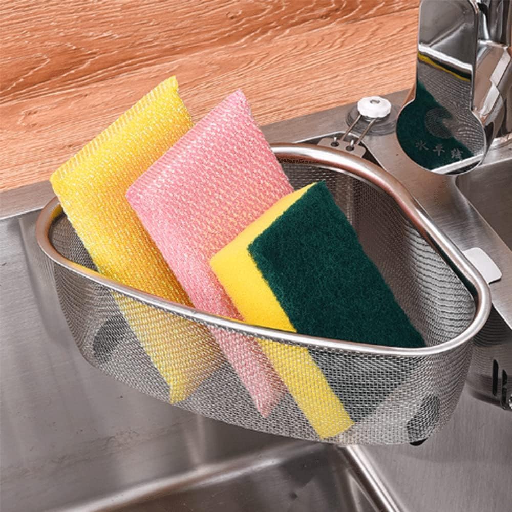 

KitchenFood Catcher Strainer for Kitchen Waste Sink Triangle Tri-Holder Filter, Sink Strainer, Multifunction Saddle Leftover Mesh Stainless Steel