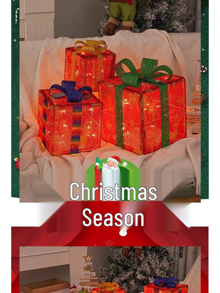 Christmas Gift Box Set: 3-Piece Fairy Light Decorations for Birthday Parties and Ornaments