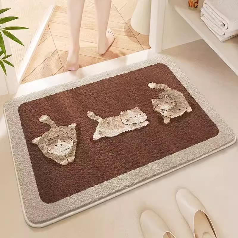 

Cream wind imitation cashmere bathroom floor mat bathroom absorbent mat toilet entry door non-slip foot mat bedroom living room 40X60cm 15.7X23.6in