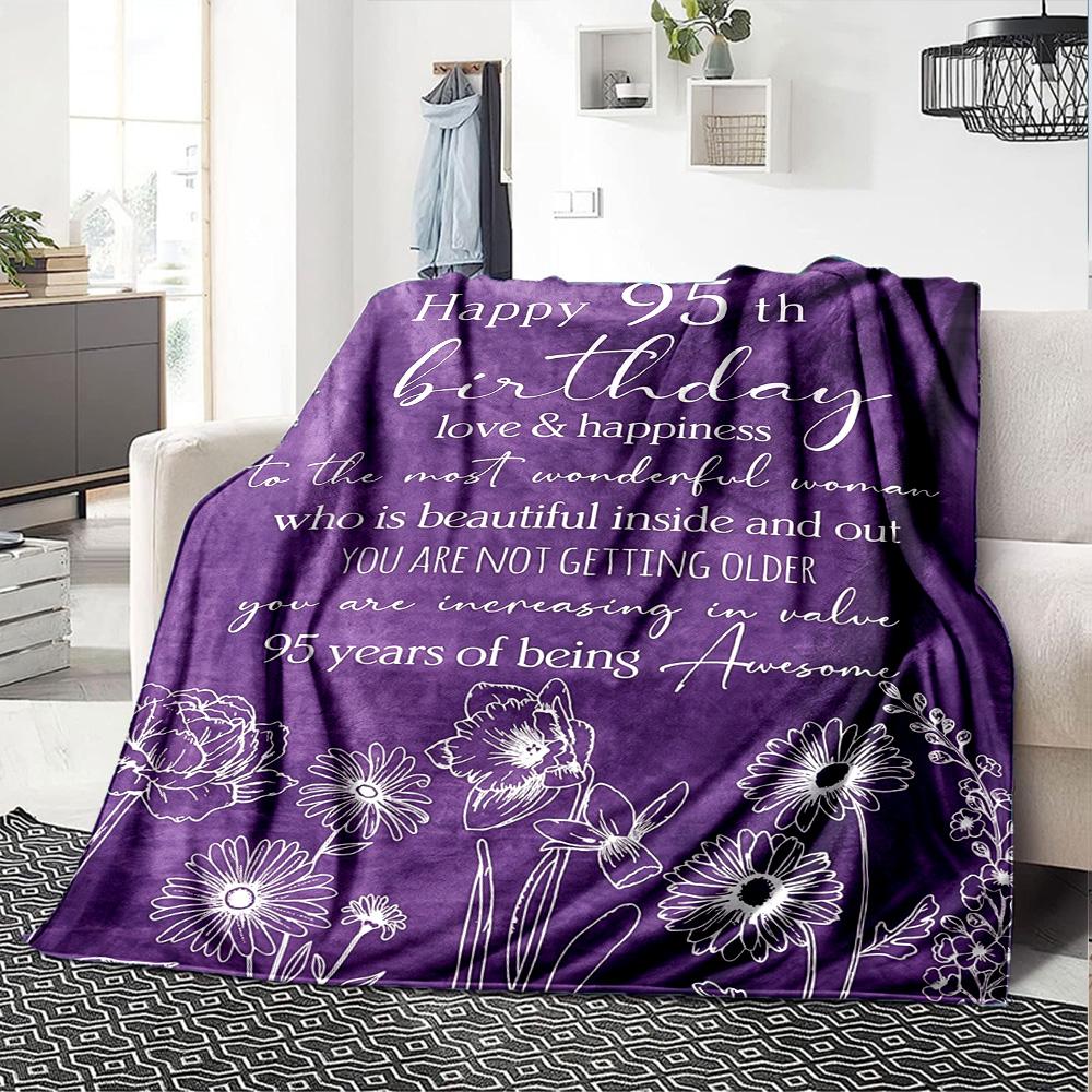 95Th Birthday Celebration Lightweight Blanket Comfortable Ure Throw For Sofa Couch Office Bed Picnics for All Occasions Digital Print Gift Y28