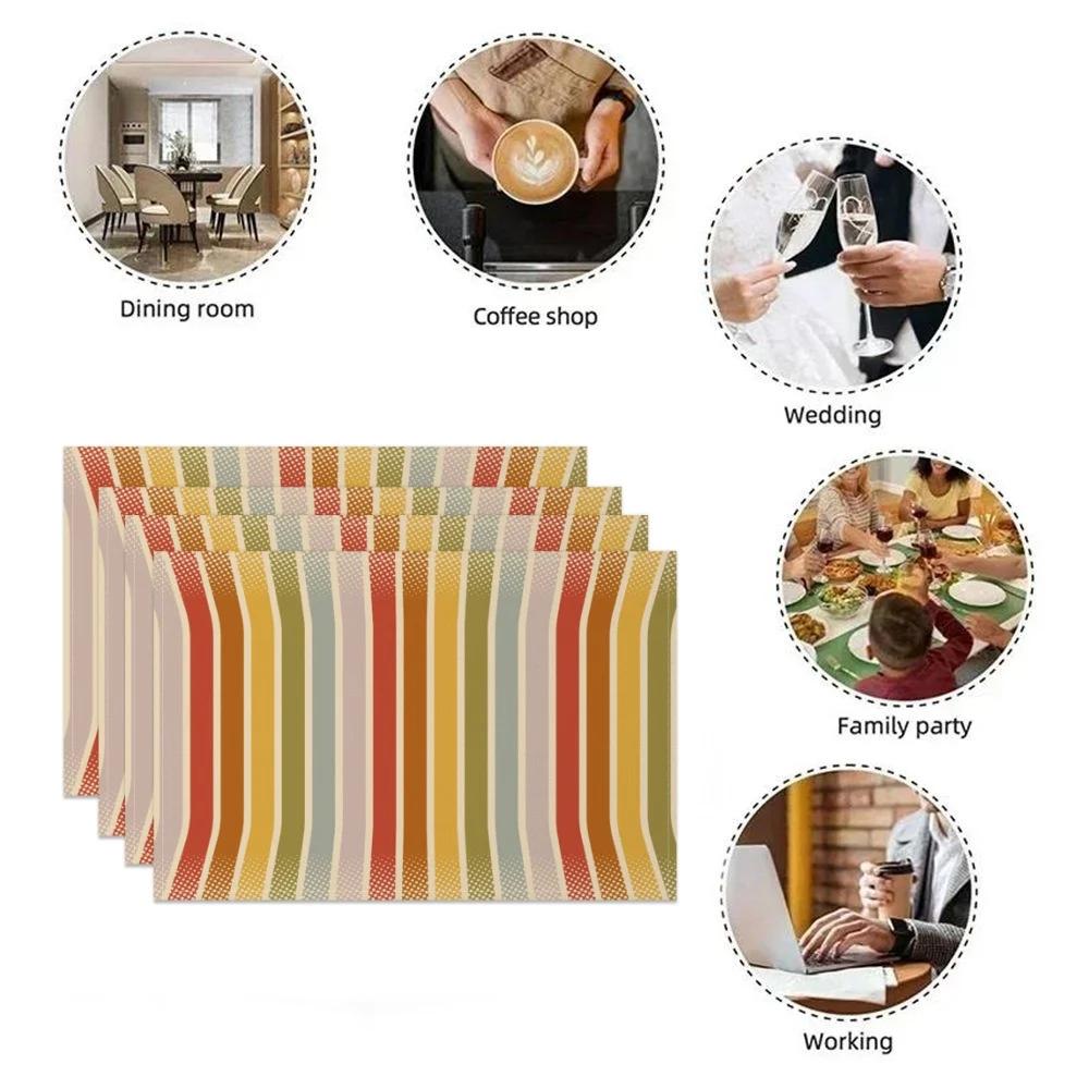 Stylish Table Mats Waterproof Heat Resistant Dining Placemat Checkered Striped Geometric Pattern Home Kitchen Dinner Party Decor