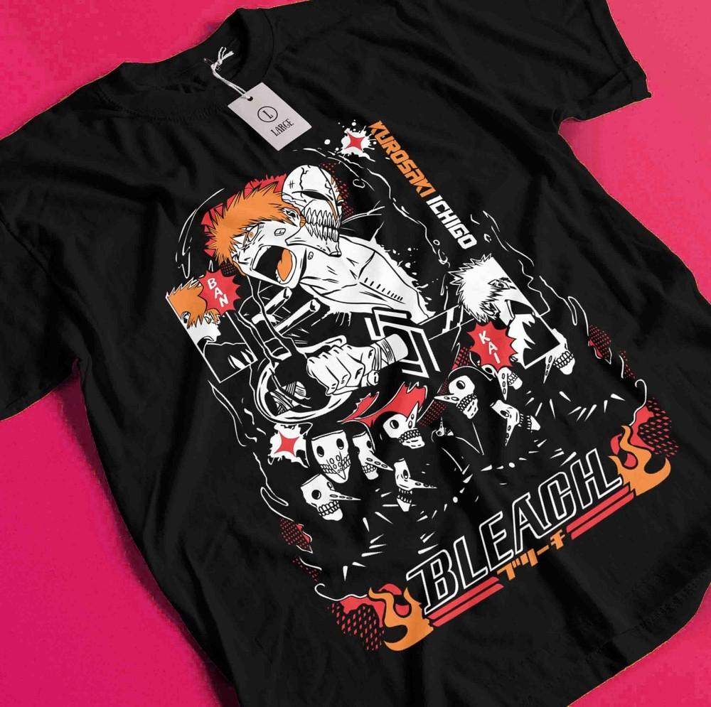 

Bleach Anime Tshirt Ichigo Bankai T-Shirt Aizen Yhwach Tee Zaraki Kenpachi Shirt BB457 XL