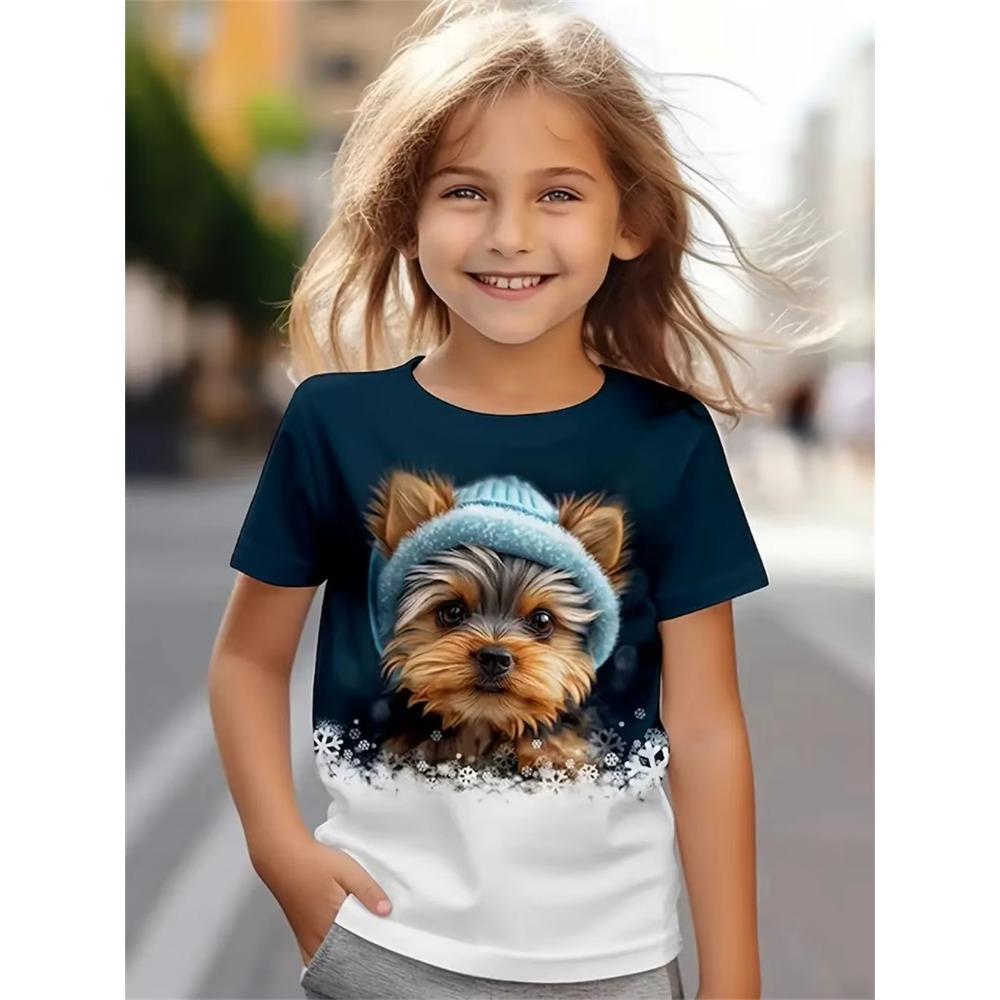 Cute Dog 3D Print Girls Clothes Cartoon Animal Trendy Children Clothing Casual Dog Lover Top