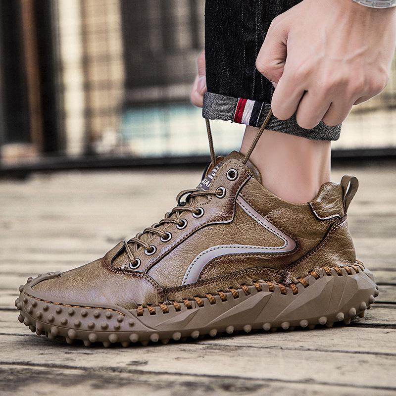 Spring /fall Handmade Leather Boots Men Shoes Comfortable Ankle Boots for Men Casual Shoes Large Size Tooling Shoes