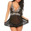 Women Sexy  Chemise Lace Lingerie Babydoll Set V-neck Teddy Sleepwear 