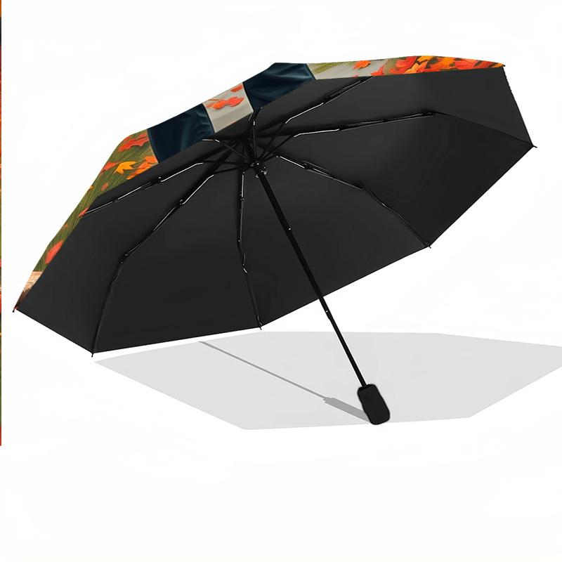 Custom Text Automatic 8 Bone Umbrella, Portable Sun Rain Protection UmbrellaHalloween Michael Myers