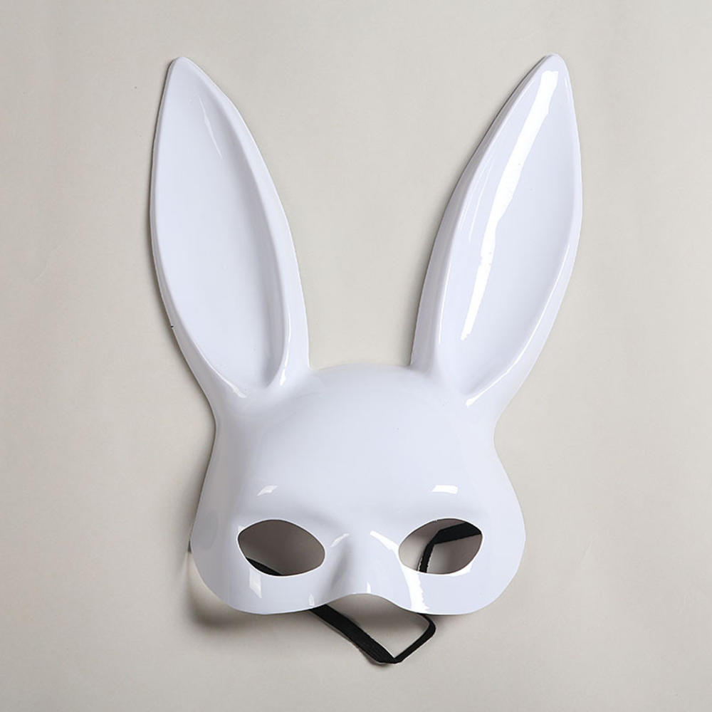 Solid Color Halloween Rabbit Ears Half Mask Bright Matte Bunny Cosplay Party Masquerade Festival Anime Bar Nightclub Accessories