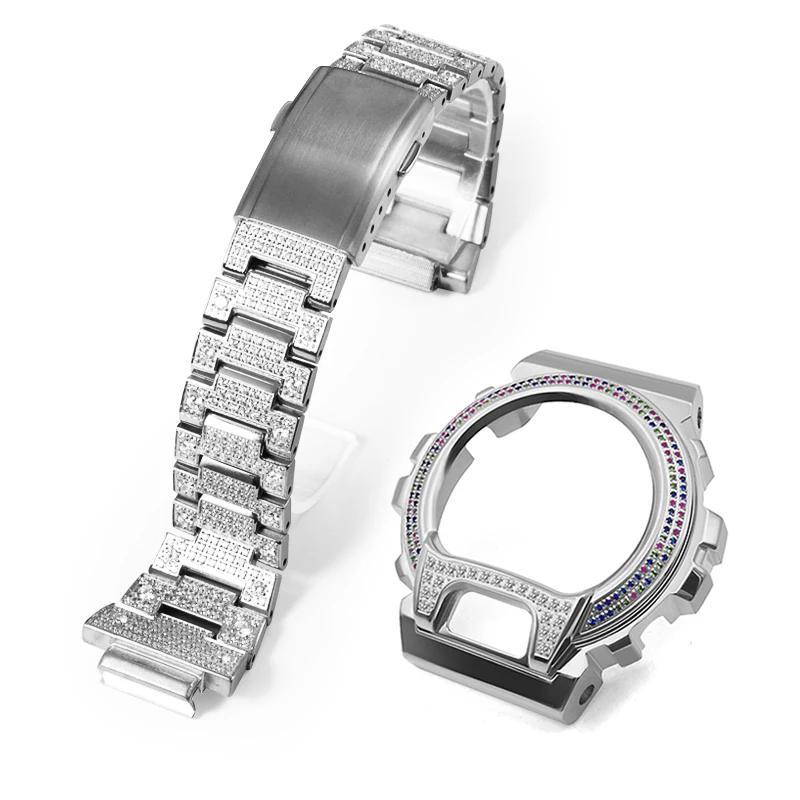

Мод-комплект для оновлення DW6900 Для Casio G-Shock 3230 DW-6900 З діамантовими акцентами Сріблястий /Золотий / Чорний / Райдужний Корпус та браслет з нержавіючої сталі For DW-6900