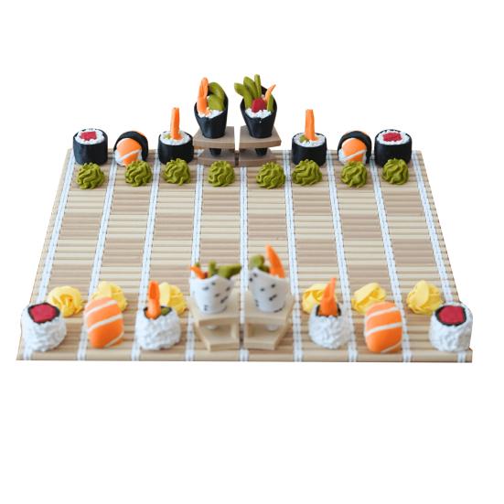 

1 набор для игры в шахматы для суши с роликовым ковриком, ящик для хранения бенто для детей и взрослых, портативная обучающая настольная игра в шахматы для путешествий Sets